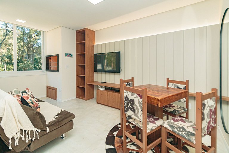 Ap 1 Dormitório com garagem ampla e churrasqueira