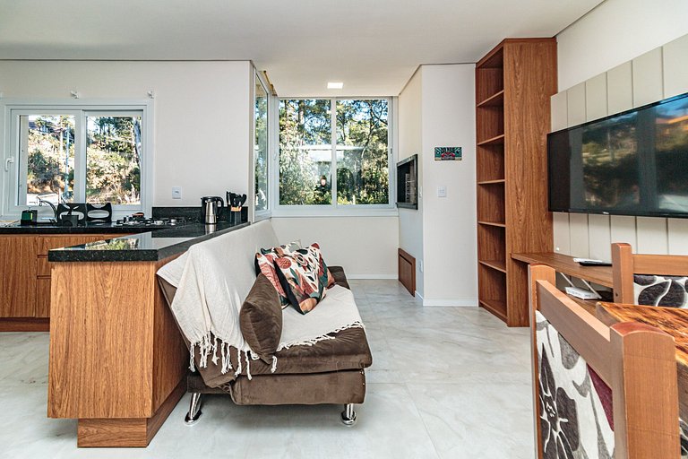 Ap 1 Dormitório com garagem ampla e churrasqueira